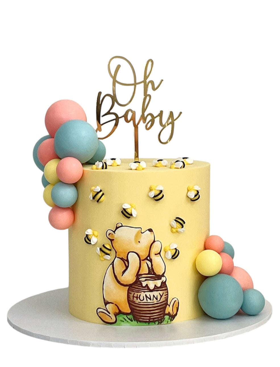 Winnie the Pooh Gender Reveal Cake