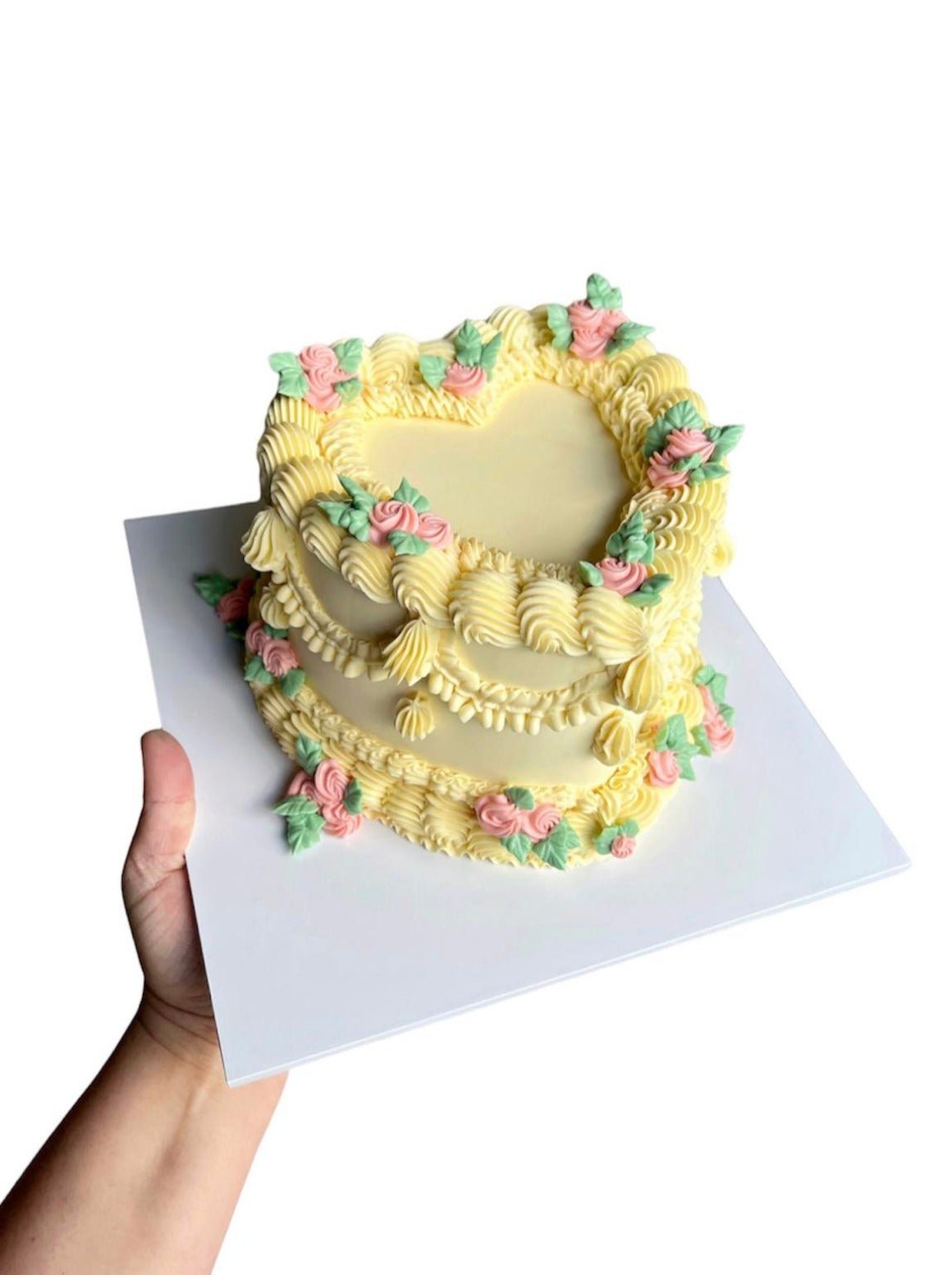 Vintage Frills Love Heart Cake