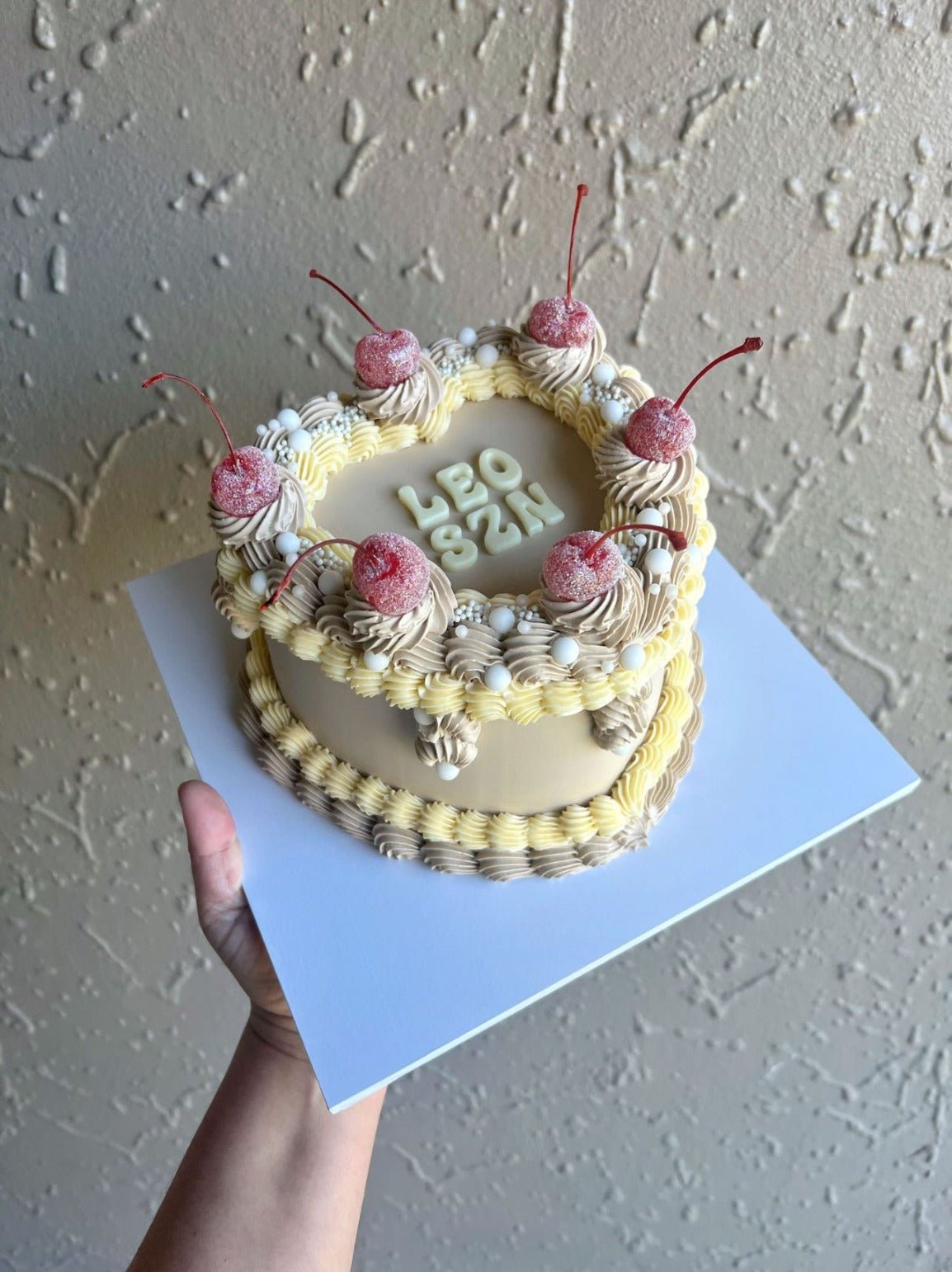 Vintage Frills Love Heart Cake