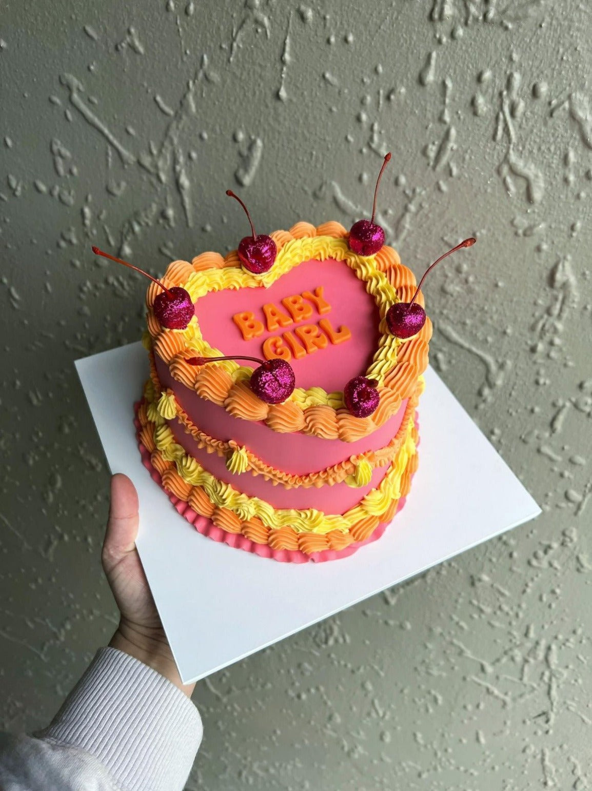 Vintage Frills Love Heart Cake