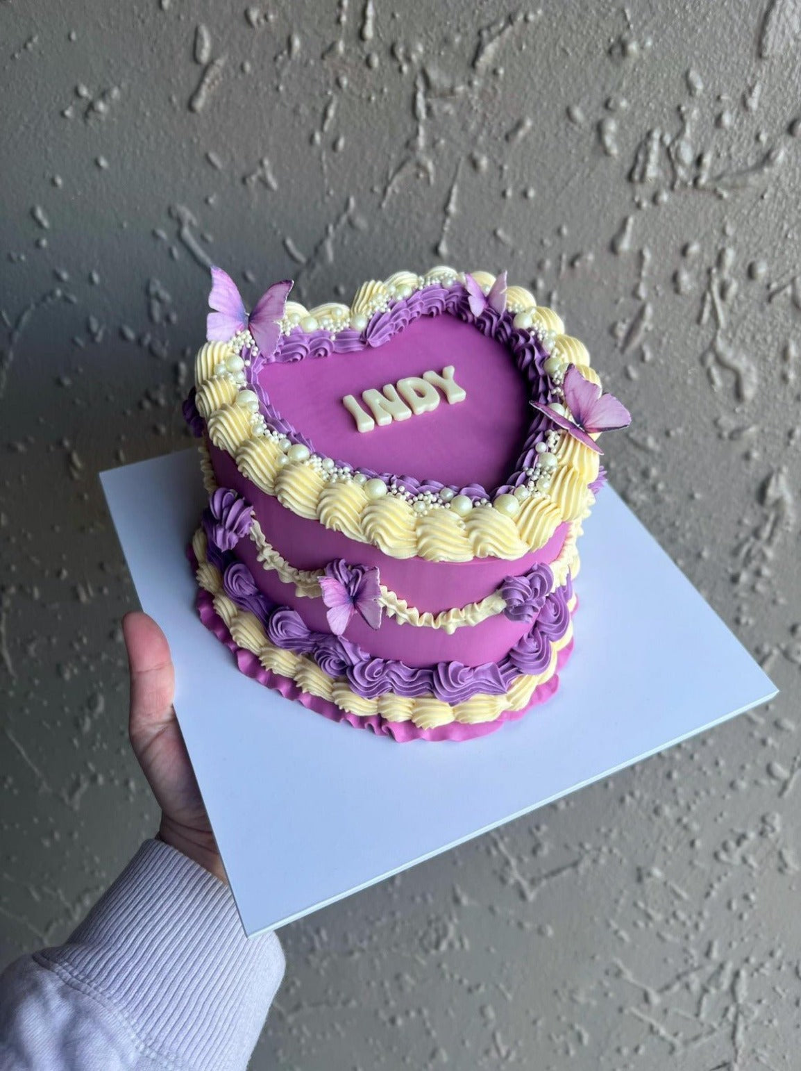 Vintage Frills Love Heart Cake