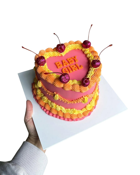Vintage Frills Love Heart Cake