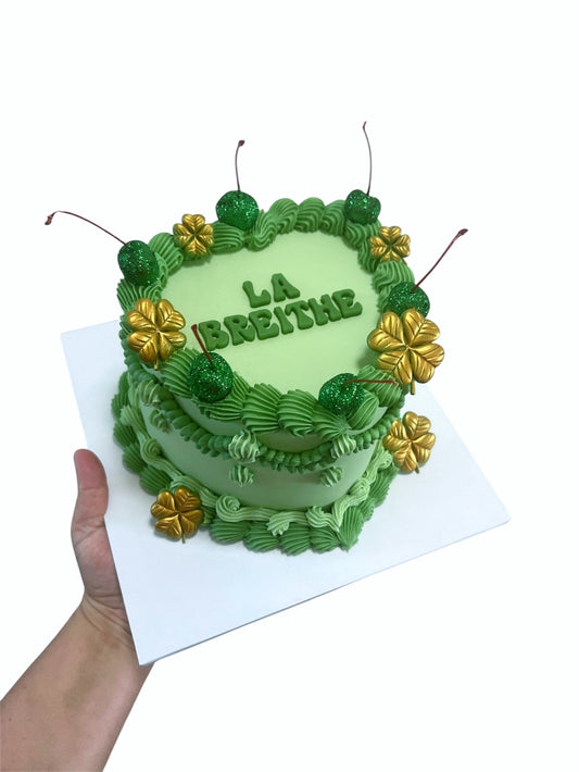Lucky Shamrock Heart Cake