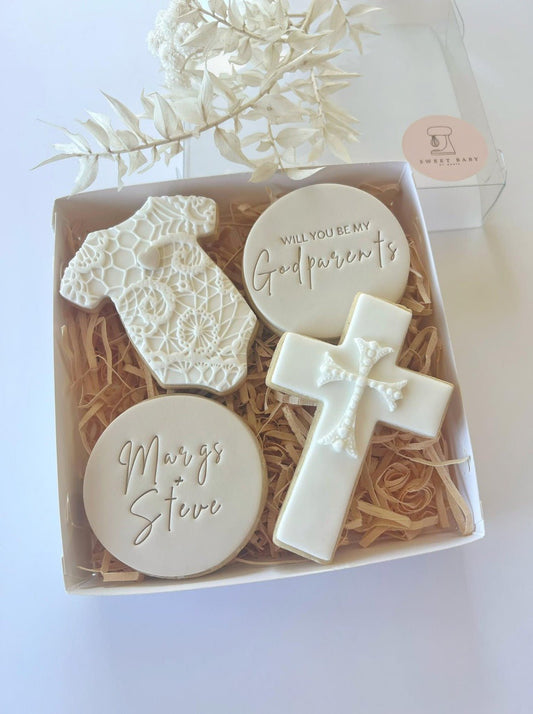 Will you be my godparents sugar cookie gift box NZ